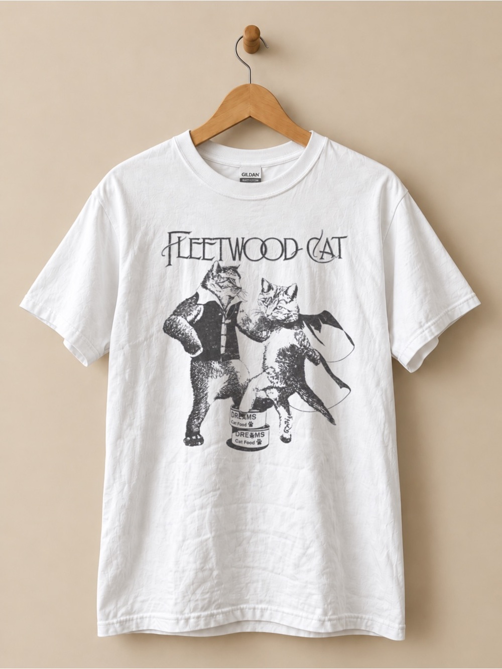 Gildan White Cat Graphic Tee - Fleetwood Cat Design